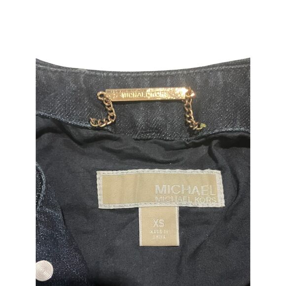 Michael Kors Quilted Denim Jacket with Gold Accents – Size XS - Picture 9 of 12